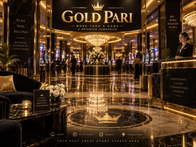 GoldPari casino jackpot promotion with chips and player